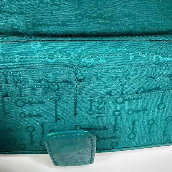 Fossil Birdhouse Wallet Teal Green Snap Button Credit Cards Bill Coins ID - Picture 11 of 13